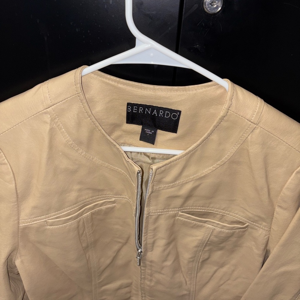 Bernardo Beige Leather Jacket for Women